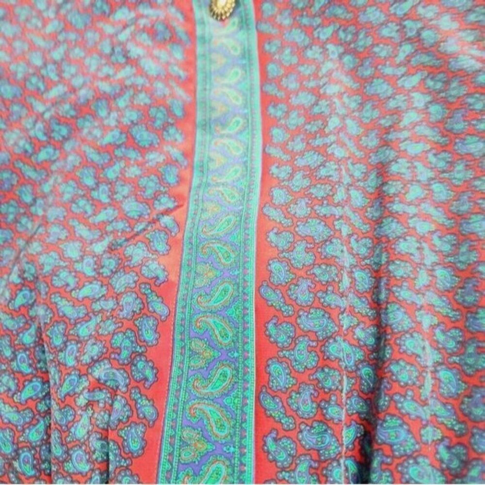 Vintage 90s Colorful Paisley Pleated Skirt Shirt Waist dress - Picture 13 of 16